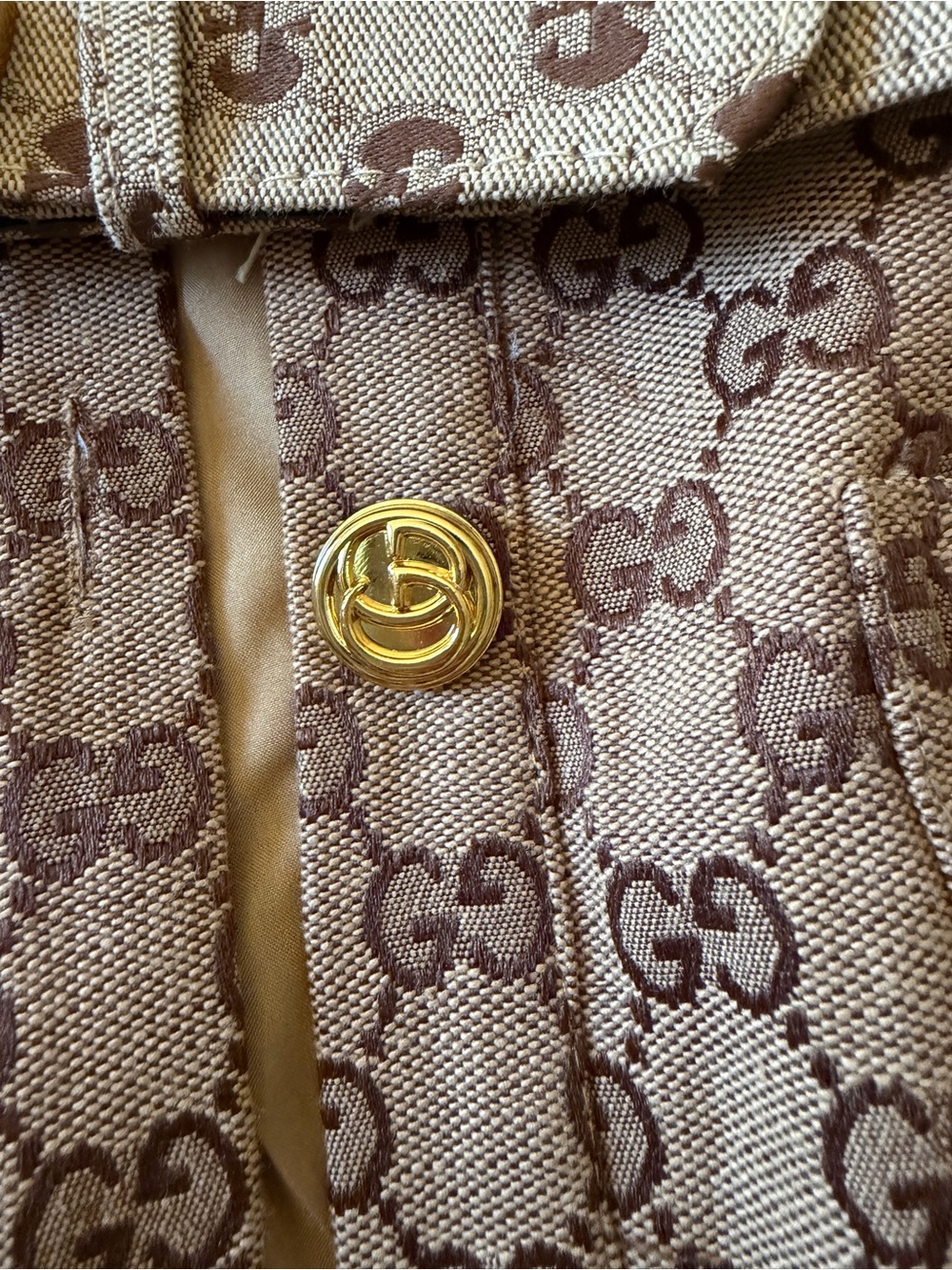 Gucci Monogram Short Sleeve Belted Dress in Beige RUN SMAll - Picture 3 of 14